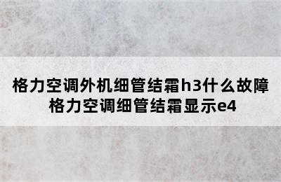 格力空调外机细管结霜h3什么故障 格力空调细管结霜显示e4